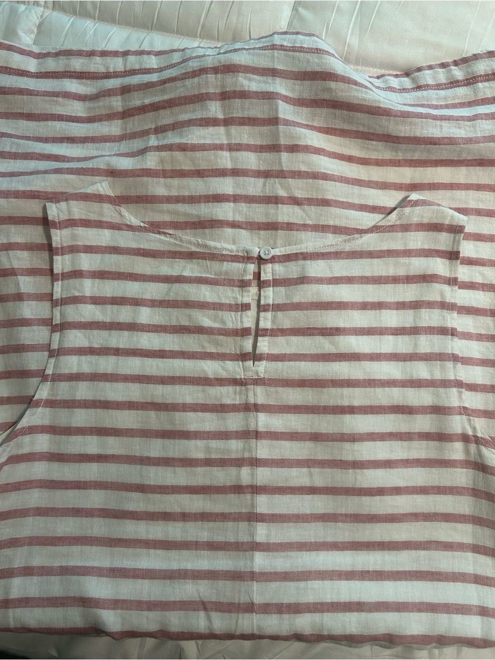 BeachLunchLounge Striped Sleeveless Linen Shift Dress - Pink/White - Picture 6 of 8